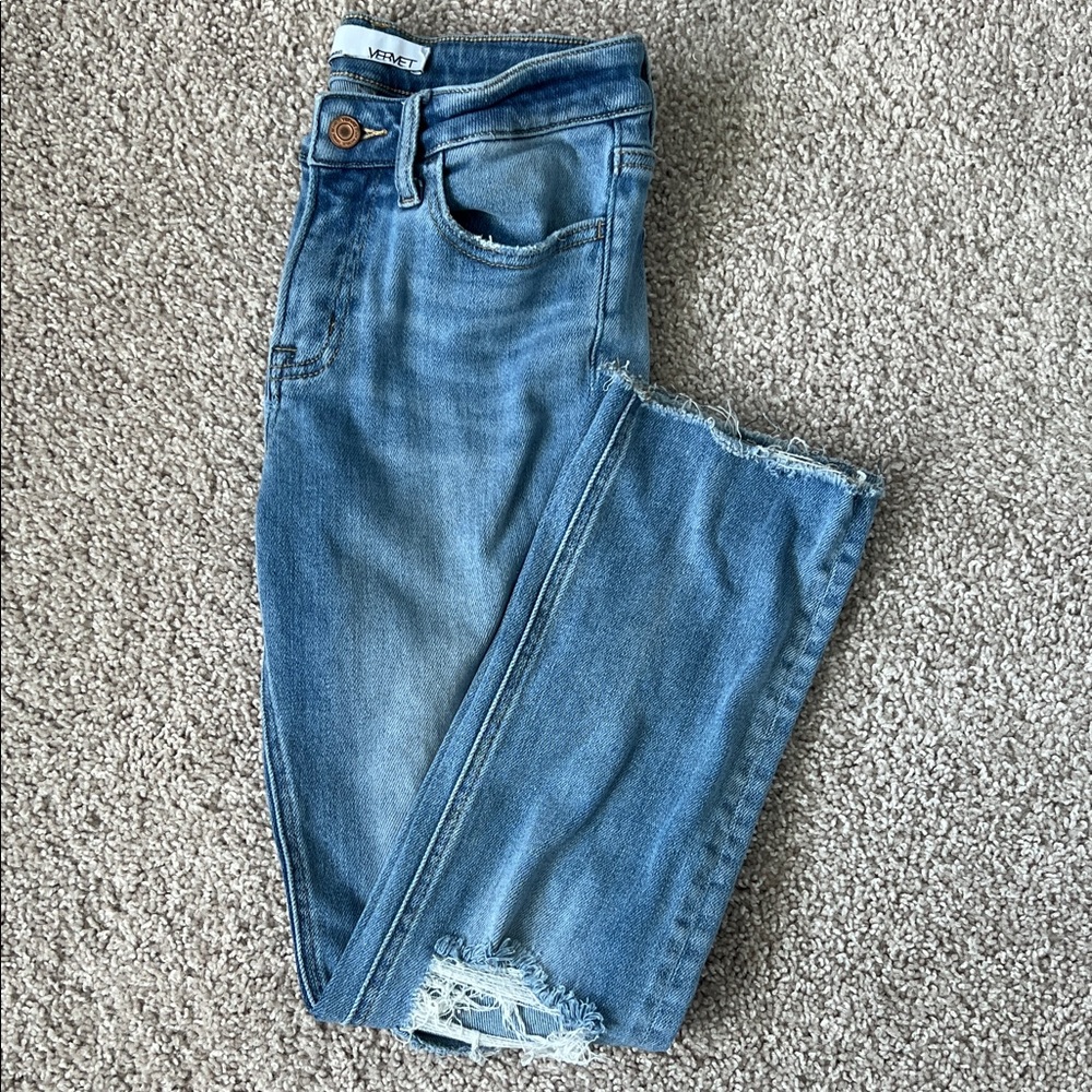 Vervet Women's Distressed Light Blue Ankle Jeans
